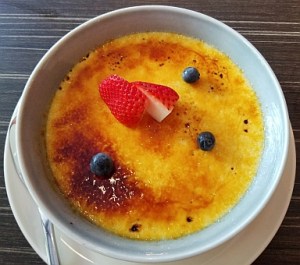 A photograph of a crème brûlèe from Peperoni Pizzarea, Singapore